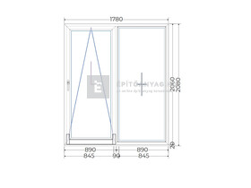 Königablak Veka 70 AD 2r üv T-B 180x210 cm bal fehér erkélyajtó