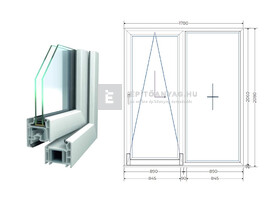 Königablak Veka 70 AD 2r üv T-B 180x210 cm bal fehér erkélyajtó