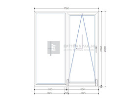 Königablak Veka 70 AD 2r üv T-B 180x210 cm jobb fehér erkélyajtó