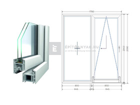 Königablak Veka 70 AD 2r üv T-B 180x210 cm jobb fehér erkélyajtó