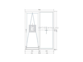 Königablak Veka 70 AD 2r üv T-B 180x240 cm bal fehér erkélyajtó