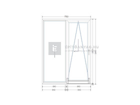 Königablak Veka 70 AD 2r üv T-B 180x240 cm jobb fehér erkélyajtó