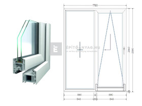 Königablak Veka 70 AD 2r üv T-B 180x240 cm jobb fehér erkélyajtó