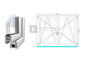 Königablak Veka 70 AD 3r üv BNY-BNY 170x135 cm fehér kétszárnyú tokosztott ablak