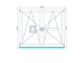 Königablak Veka 70 AD 3r üv BNY-BNY 170x145 cm fehér kétszárnyú tokosztott ablak