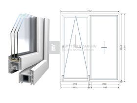 Königablak Veka 70 AD 3r üv T-B 180x210 cm bal fehér erkélyajtó