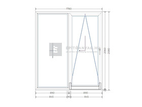 Königablak Veka 70 AD 3r üv T-B 180x210 cm jobb fehér erkélyajtó