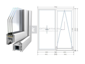 Königablak Veka 70 AD 3r üv T-B 180x210 cm jobb fehér erkélyajtó