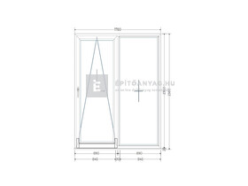 Königablak Veka 70 AD 3r üv T-B 180x240 cm bal fehér erkélyajtó