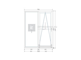 Königablak Veka 70 AD 3r üv T-B 180x240 cm jobb fehér erkélyajtó