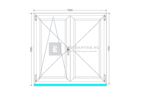 Königablak Veka 70 AD 2r üv NY-BNY 120x120 cm bal fehér kétszárnyú váltószárnyas ablak