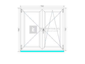 Königablak Veka 70 AD 2r üv NY-BNY 120x120 cm jobb fehér kétszárnyú váltószárnyas ablak