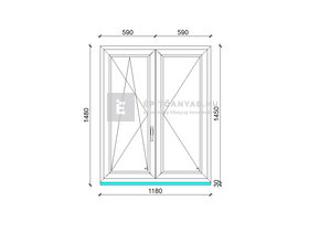 Königablak Veka 70 AD 2r üv NY-BNY 120x150 cm bal fehér kétszárnyú váltószárnyas ablak