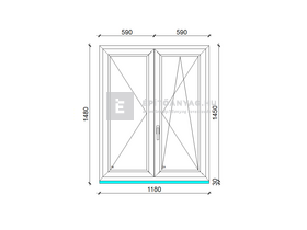 Königablak Veka 70 AD 2r üv NY-BNY 120x150 cm jobb fehér kétszárnyú váltószárnyas ablak