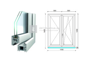 Königablak Veka 70 AD 2r üv NY-BNY 120x150 cm jobb fehér kétszárnyú váltószárnyas ablak