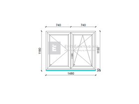 Königablak Veka 70 AD 2r üv NY-BNY 150x120 cm jobb fehér kétszárnyú váltószárnyas ablak