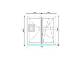 Königablak Veka 70 AD 2r üv NY-BNY 150x150 cm jobb fehér kétszárnyú váltószárnyas ablak