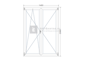 Königablak Veka 70 AD 2r üv NY-BNY 150x210 cm bal fehér kétszárnyú váltószárnyas erkélyajtó