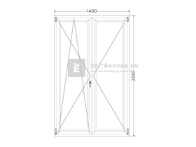 Königablak Veka 70 AD 2r üv NY-BNY 180x240 cm bal fehér kétszárnyú váltószárnyas erkélyajtó