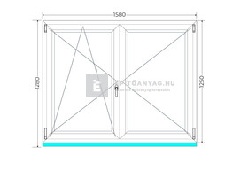 Königablak Veka 70 AD 2r üv NY-BNY 160x130 cm bal fehér kétszárnyú váltószárnyas ablak