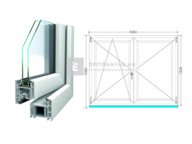 Königablak Veka 70 AD 2r üv NY-BNY 160x130 cm bal fehér kétszárnyú váltószárnyas ablak