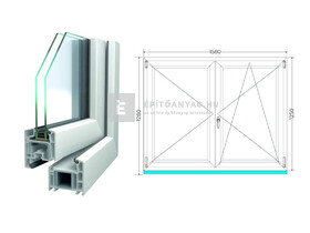 Königablak Veka 70 AD 2r üv NY-BNY 160x130 cm jobb fehér kétszárnyú váltószárnyas ablak