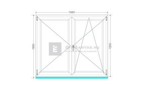 Königablak Veka 70 AD 2r üv NY-BNY 160x140 cm jobb fehér kétszárnyú váltószárnyas ablak