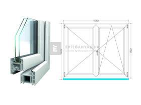 Königablak Veka 70 AD 2r üv NY-BNY 160x140 cm jobb fehér kétszárnyú váltószárnyas ablak