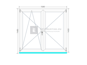 Königablak Veka 70 AD 2r üv NY-BNY 160x150 cm bal fehér kétszárnyú váltószárnyas ablak