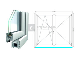 Königablak Veka 70 AD 2r üv NY-BNY 160x150 cm bal fehér kétszárnyú váltószárnyas ablak