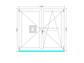 Königablak Veka 70 AD 2r üv NY-BNY 160x150 cm jobb fehér kétszárnyú váltószárnyas ablak