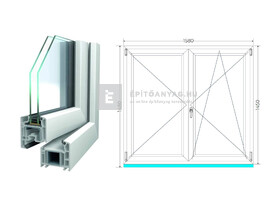 Königablak Veka 70 AD 2r üv NY-BNY 160x150 cm jobb fehér kétszárnyú váltószárnyas ablak