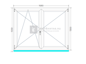 Königablak Veka 70 AD 2r üv NY-BNY 170x135 cm bal fehér kétszárnyú váltószárnyas ablak