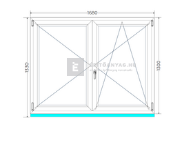 Königablak Veka 70 AD 2r üv NY-BNY 170x135 cm jobb fehér kétszárnyú váltószárnyas ablak