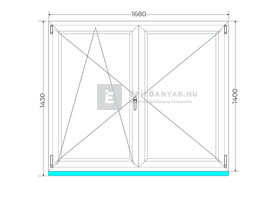 Königablak Veka 70 AD 2r üv NY-BNY 170x145 cm bal fehér kétszárnyú váltószárnyas ablak