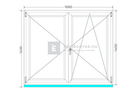 Königablak Veka 70 AD 2r üv NY-BNY 170x145 cm jobb fehér kétszárnyú váltószárnyas ablak