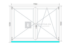 Königablak Veka 70 AD 2r üv NY-BNY 180x135 cm jobb fehér kétszárnyú váltószárnyas ablak