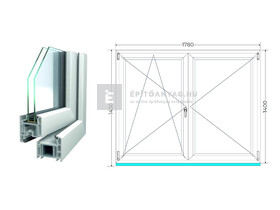 Königablak Veka 70 AD 2r üv NY-BNY 180x145 cm bal fehér kétszárnyú váltószárnyas ablak