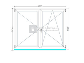 Königablak Veka 70 AD 2r üv NY-BNY 180x145 cm jobb fehér kétszárnyú váltószárnyas ablak