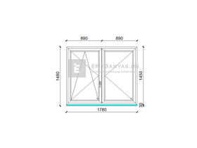 Königablak Veka 70 AD 2r üv NY-BNY 180x150 cm bal fehér kétszárnyú váltószárnyas ablak