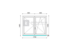 Königablak Veka 70 AD 2r üv NY-BNY 180x150 cm jobb fehér kétszárnyú váltószárnyas ablak