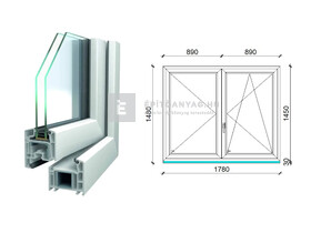 Königablak Veka 70 AD 2r üv NY-BNY 180x150 cm jobb fehér kétszárnyú váltószárnyas ablak