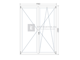 Königablak Veka 70 AD 2r üv NY-BNY 180x240 cm jobb fehér kétszárnyú váltószárnyas erkélyajtó