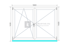 Königablak Veka 70 AD 2r üv NY-BNY 190x145 cm bal fehér kétszárnyú váltószárnyas ablak