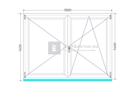 Königablak Veka 70 AD 2r üv NY-BNY 190x145 cm jobb fehér kétszárnyú váltószárnyas ablak Königablak Veka 70 AD 2r üv NY-BNY 190x145 cm jobb fehér kétszárnyú váltószárnyas ablak