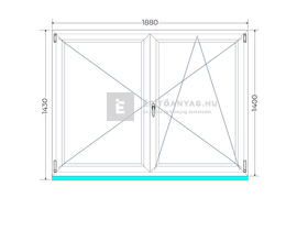 Königablak Veka 70 AD 2r üv NY-BNY 190x145 cm jobb fehér kétszárnyú váltószárnyas ablak