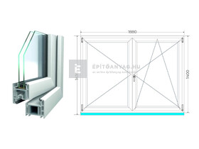 Königablak Veka 70 AD 2r üv NY-BNY 190x145 cm jobb fehér kétszárnyú váltószárnyas ablak Königablak Veka 70 AD 2r üv NY-BNY 190x145 cm jobb fehér kétszárnyú váltószárnyas ablak