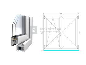 Königablak Veka 70 AD 3r üv NY-BNY 120x120 cm bal fehér kétszárnyú váltószárnyas ablak