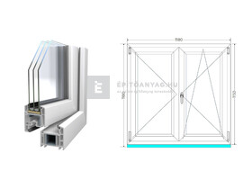 Königablak Veka 70 AD 3r üv NY-BNY 120x120 cm jobb fehér kétszárnyú váltószárnyas ablak