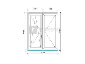 Königablak Veka 70 AD 3r üv NY-BNY 120x150 cm bal fehér kétszárnyú váltószárnyas ablak